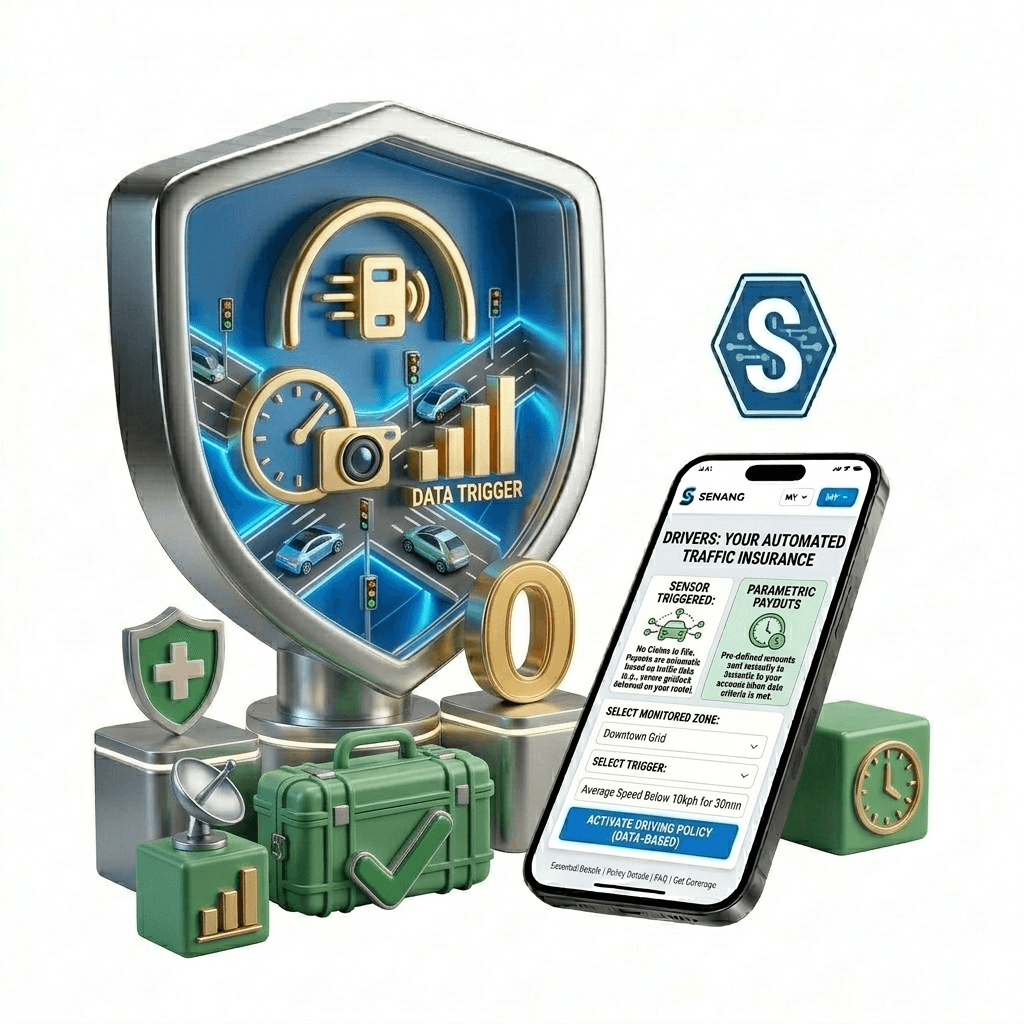 Parametric traffic delay insurance powered by Senang.io real-time congestion monitoring platform