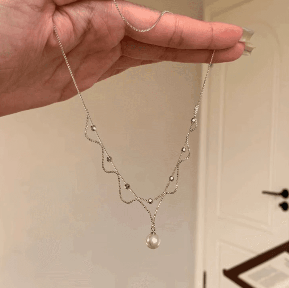 Lace Chain Pearl Necklace