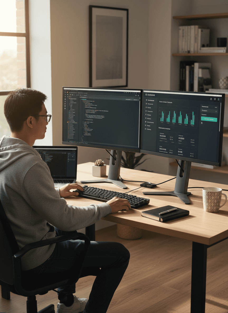 “Intuitive developer workflow UI showing simplified configurations and clean design for improved engineering productivity.”