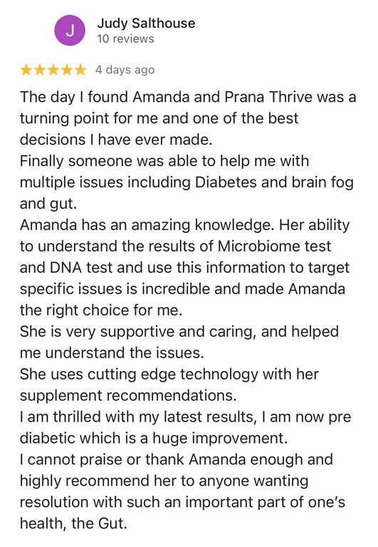 Prana Thrive client Google review 7, select to enlarge