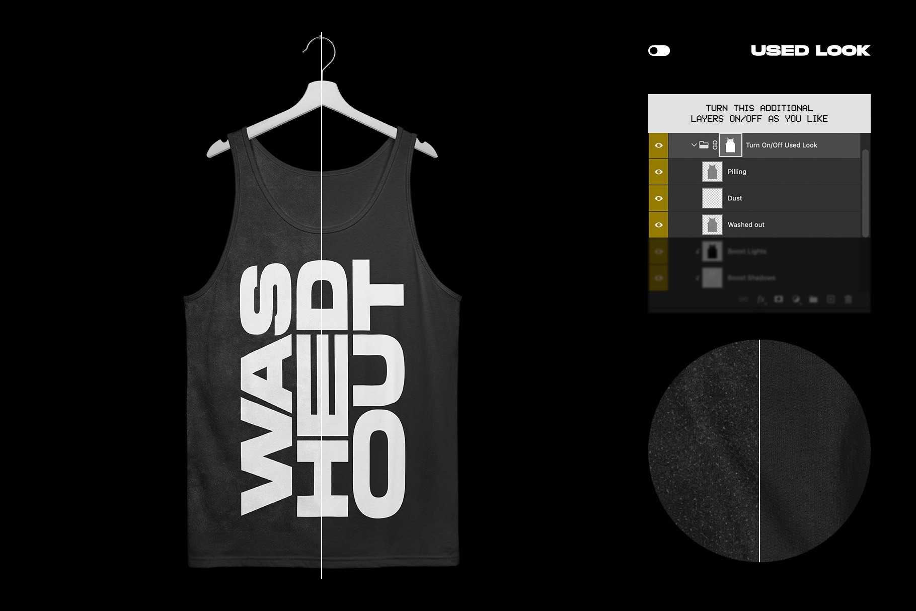 Bella+Canvas 3480 Tanktop Hanging mockup used fabric look with worn texture