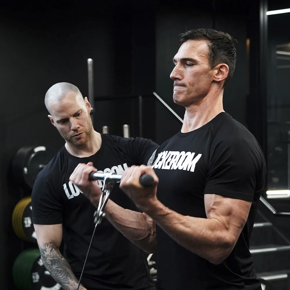 James Jagodnik during a personal training session with Personal Trainer Dominic Costello at Lockeroom Bligh Stree in Sydney CBD.