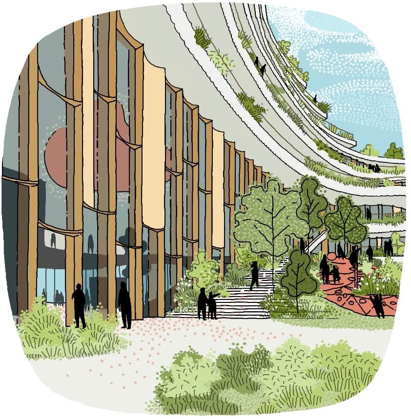 A close-up view of various circuit board components and layout in black and white.