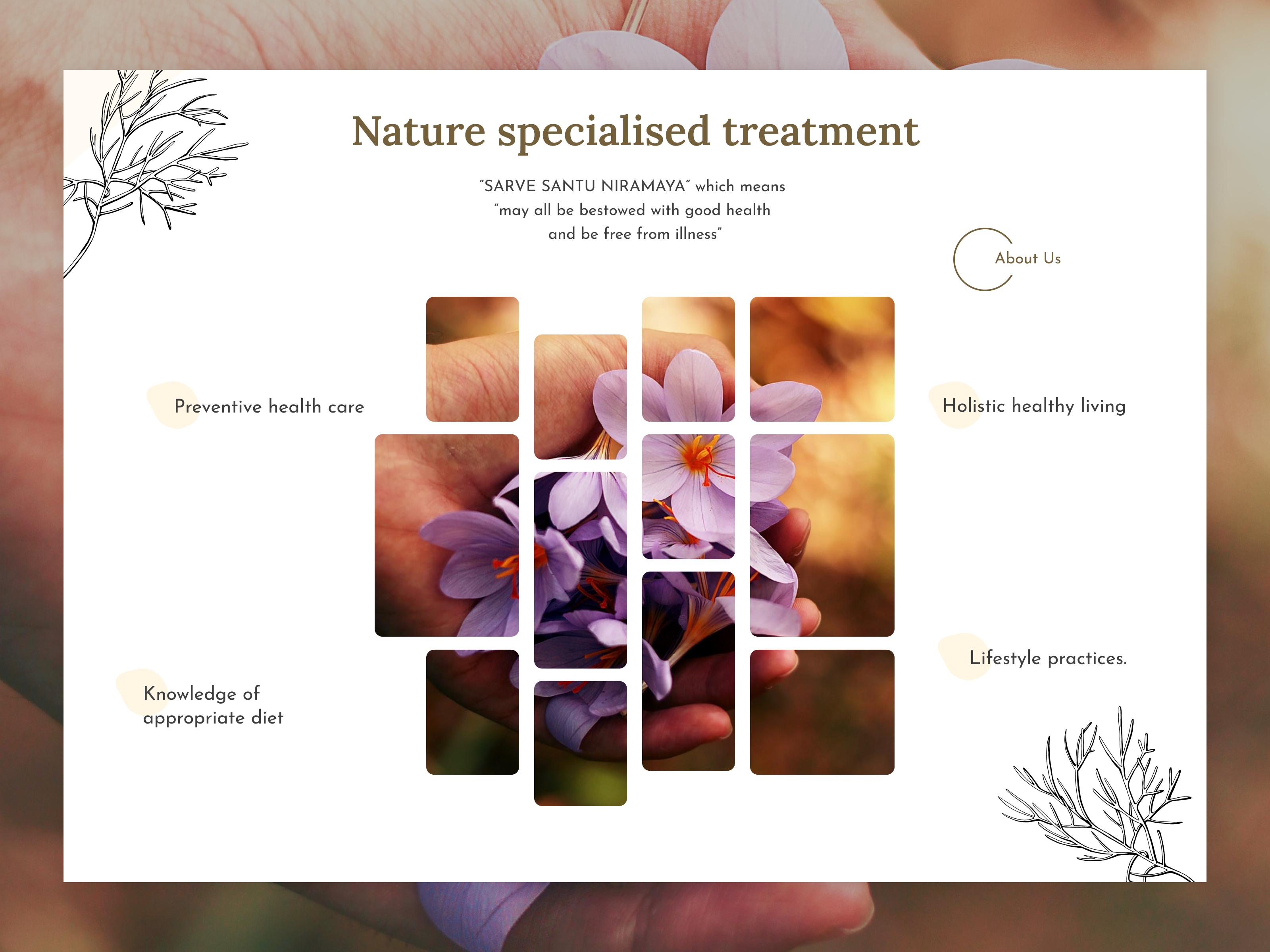 Landing page design for an ayurvedic website.