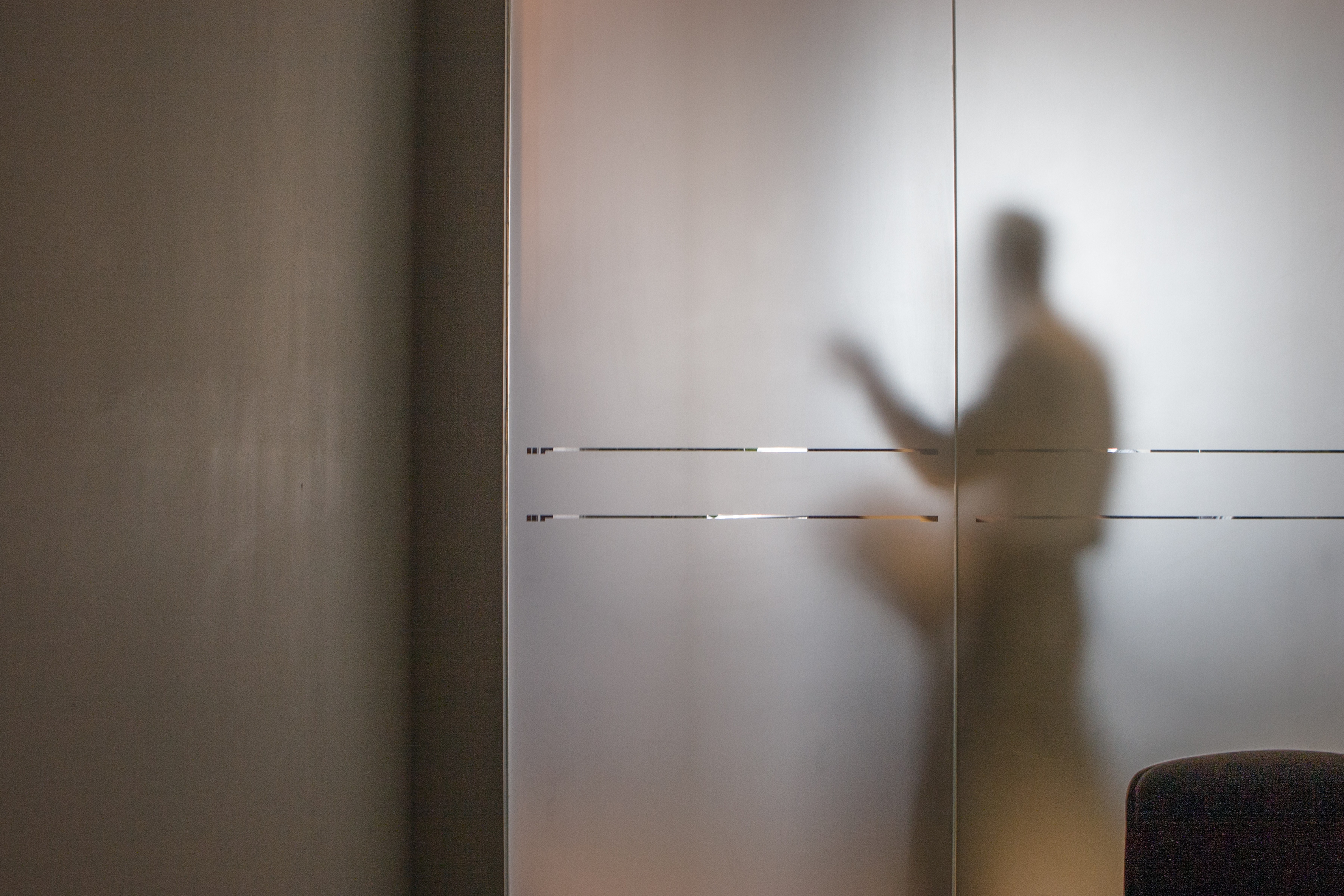 Verschwommene Büroszene mit einer Person hinter Milchglas, die die Grundlagen des Datenschutzes, Datenschutzrollen und -verpflichtungen sowie einen Überblick über die datenschutzrechtliche Governance und Compliance einer Organisation symbolisiert.