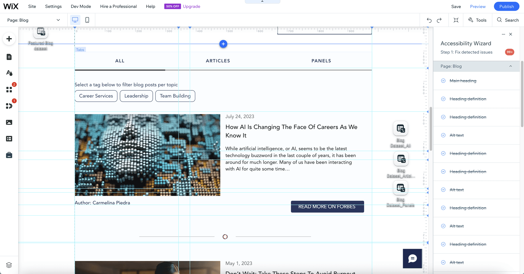 Accessibility Wizard in Wix