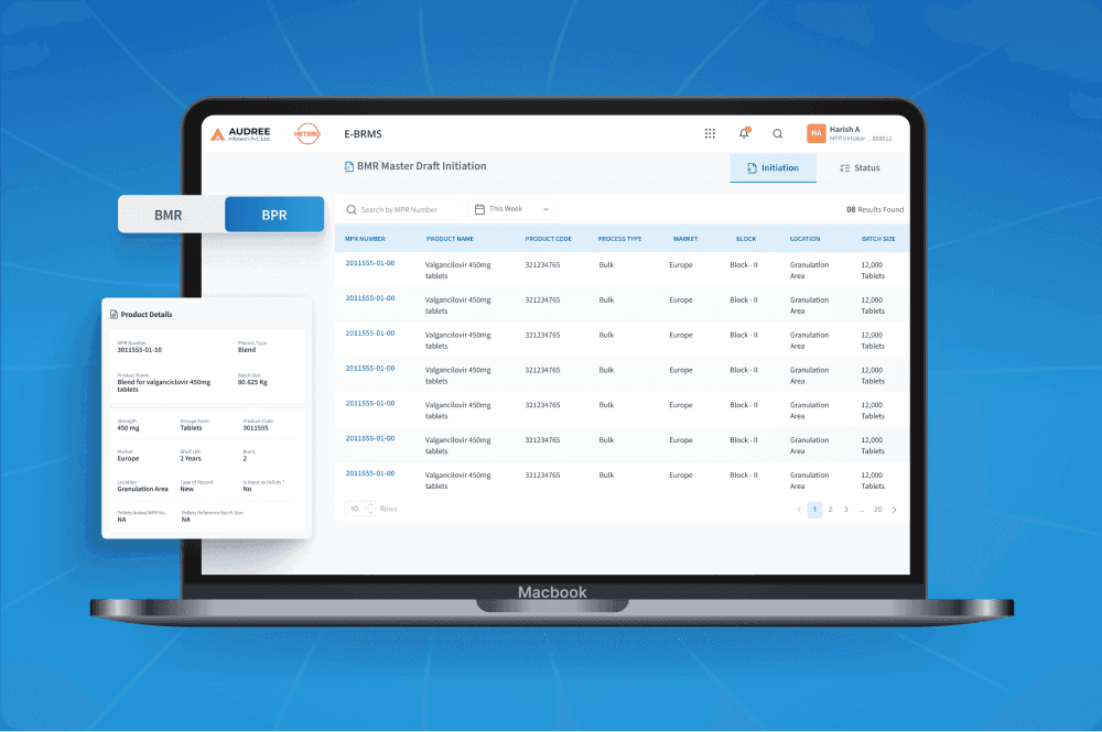 Audree software screen in laptop mockup