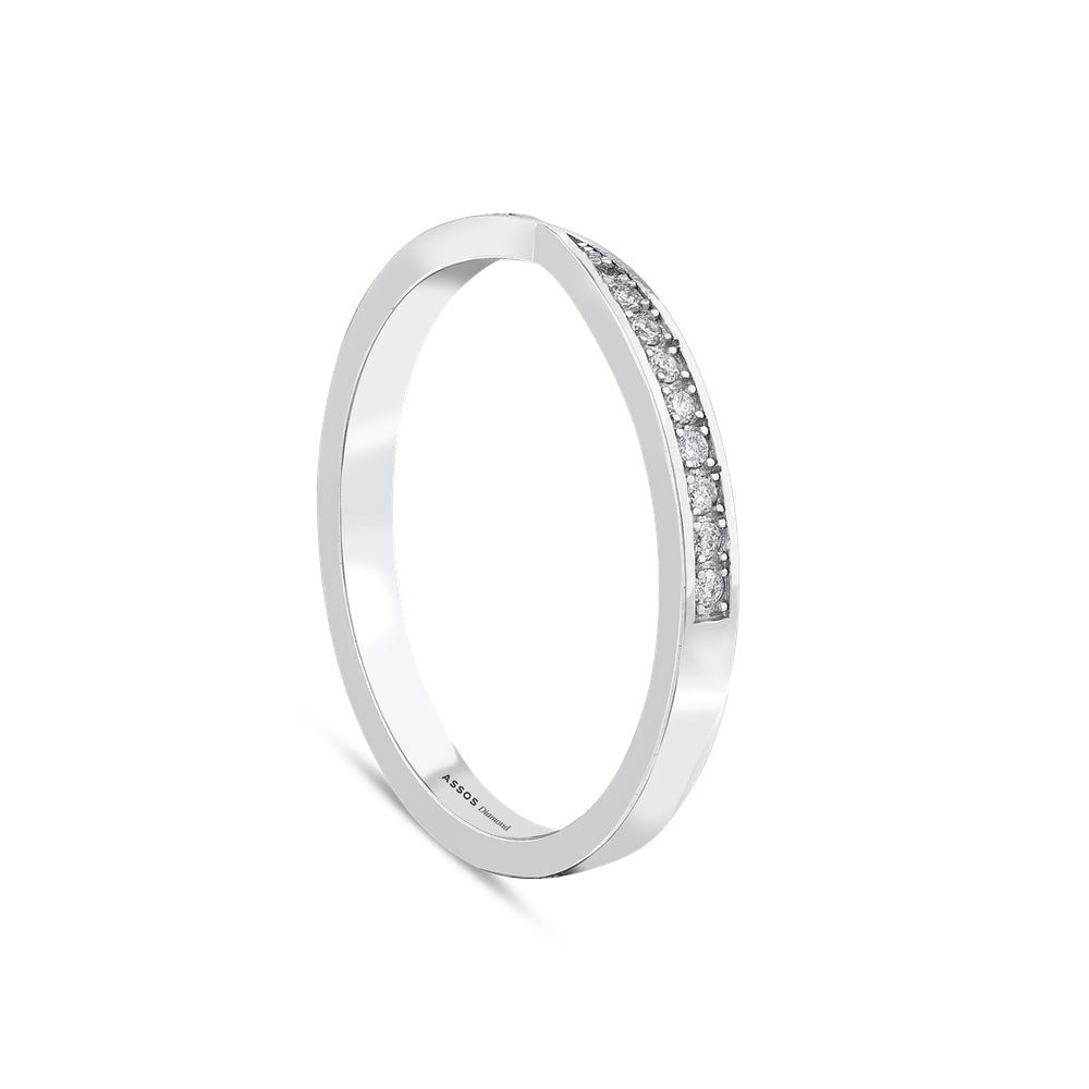 Assos 0.14 Karat G SI Pırlanta Fantezi Beyaz Altın Yüzük