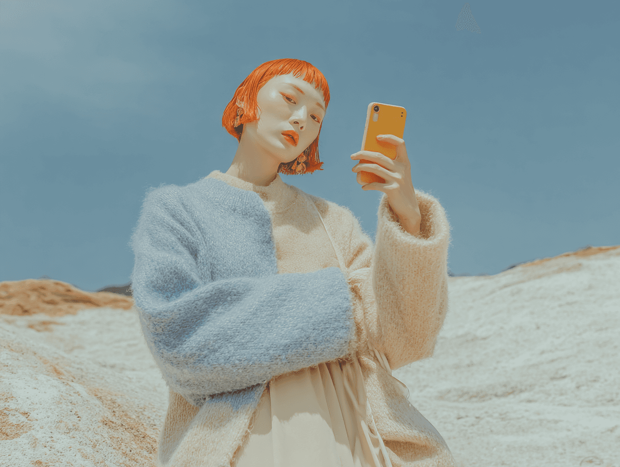 Woman taking a selfie in desert