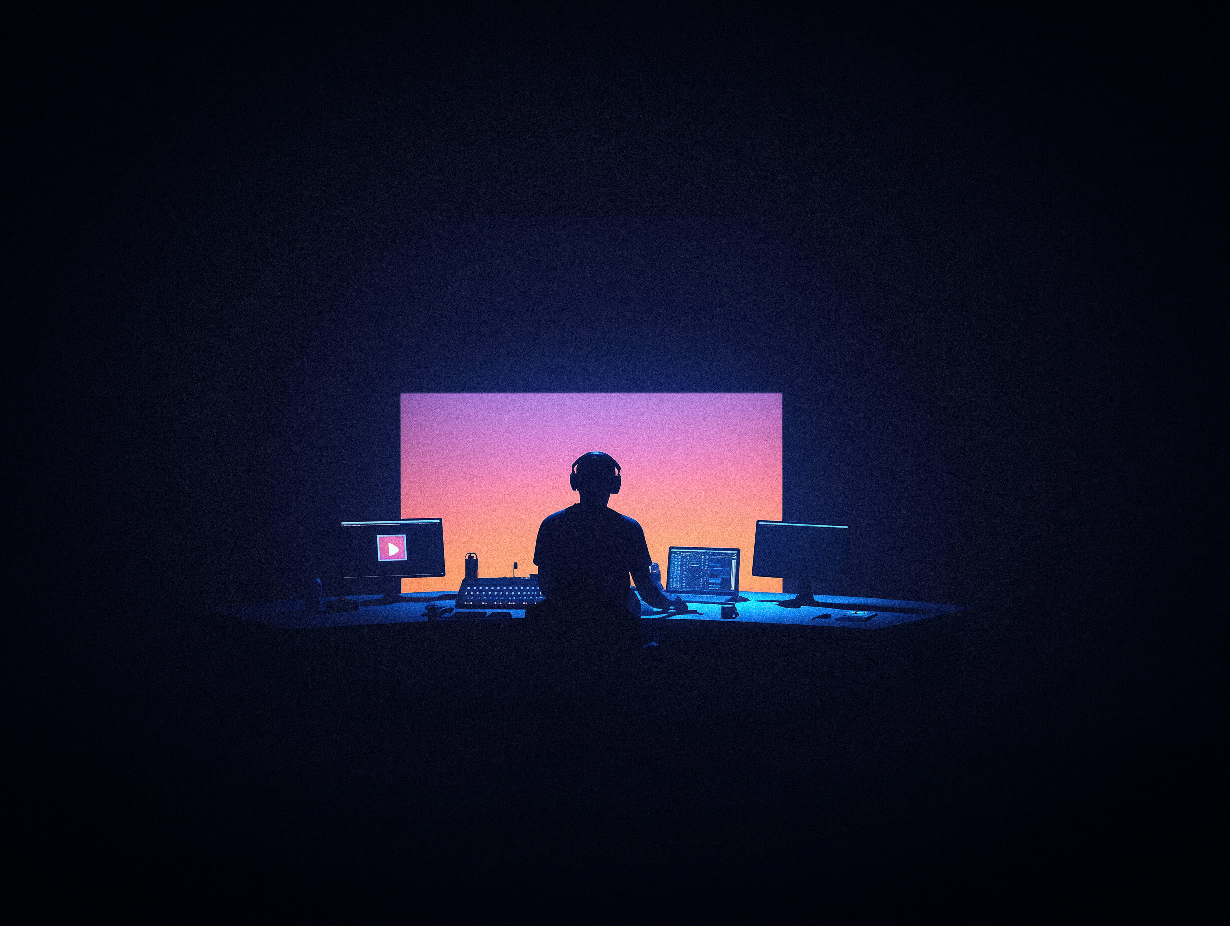 Man Editing Video