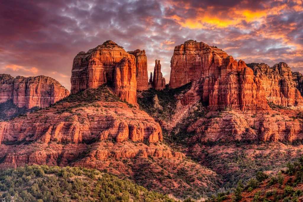Shopping in Sedona Arizona near red rock views at sunset