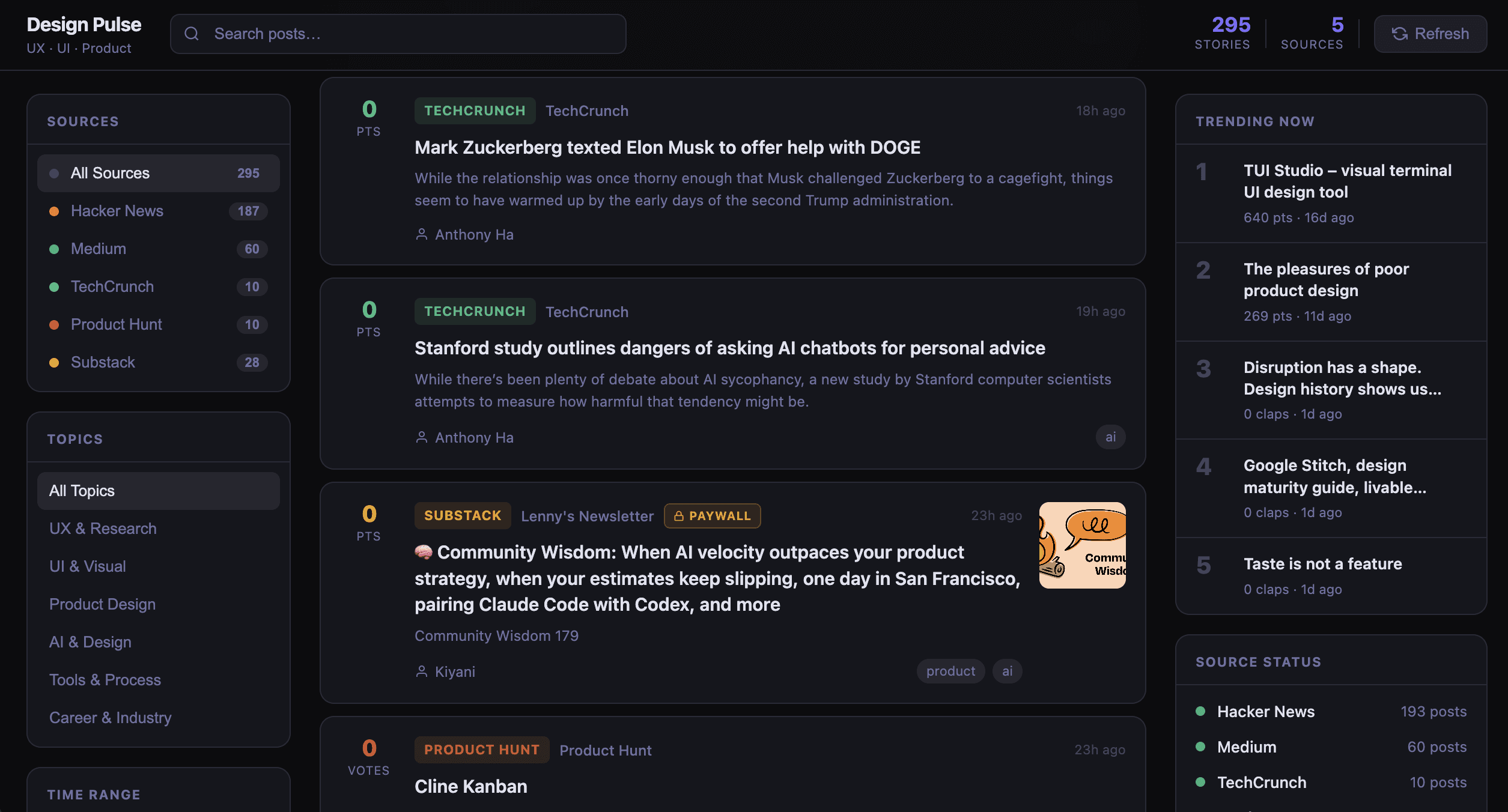 design news aggregator
