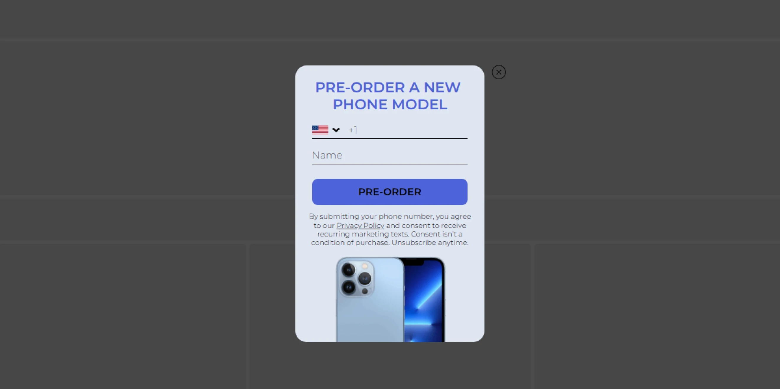 Claspo pre-order popup template