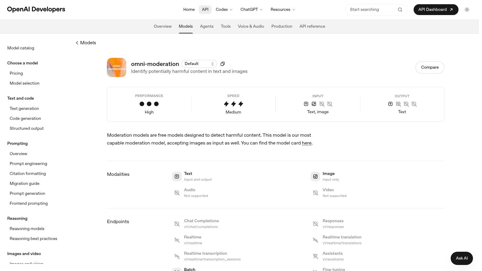 OpenAI Moderation API (omni-moderation-latest)
