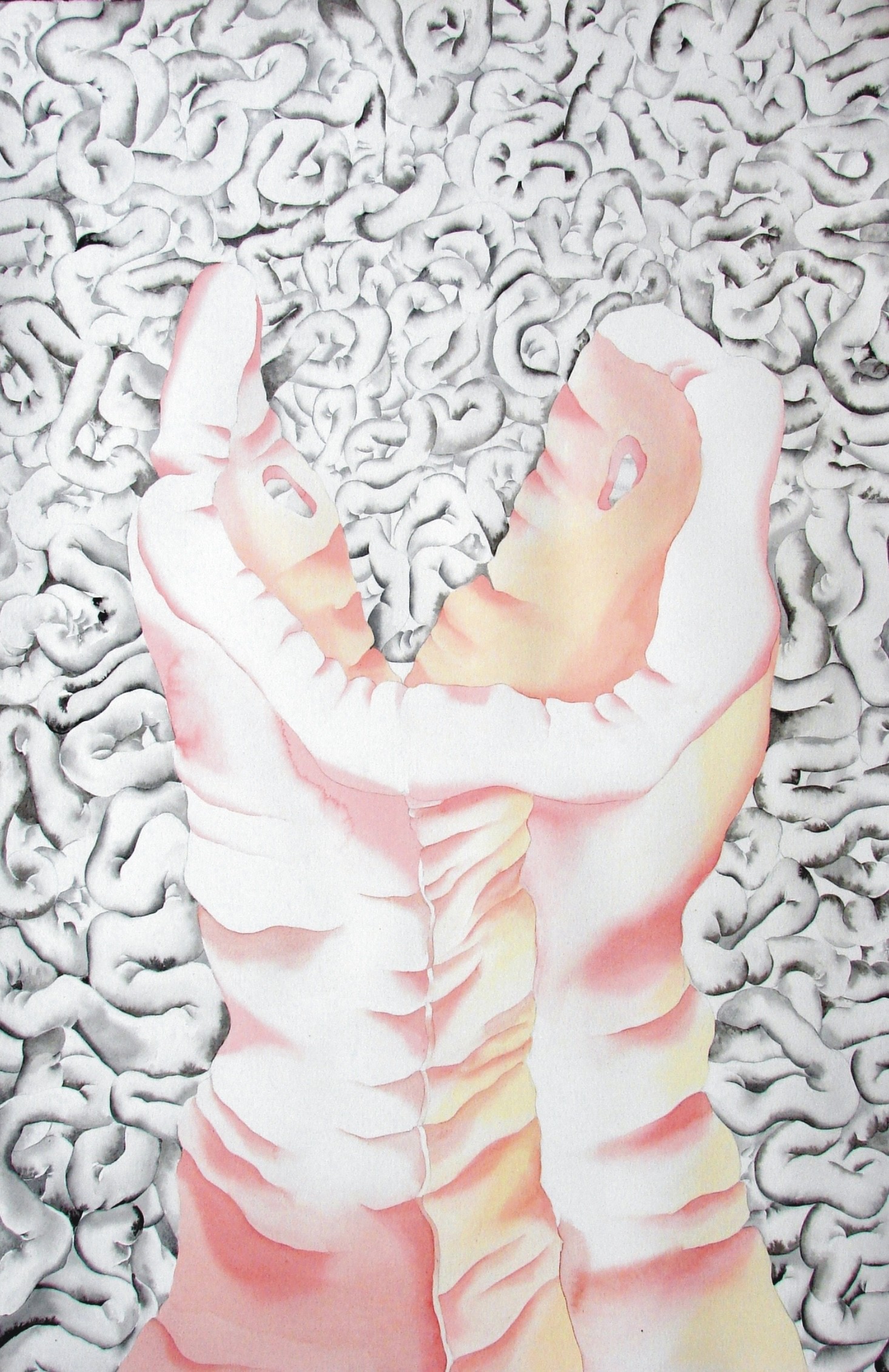 herd of sheep on road painting