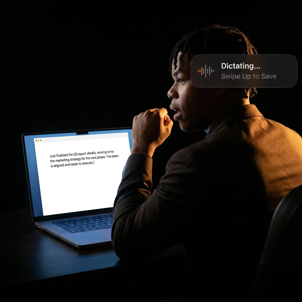 Dictating text into a laptop document