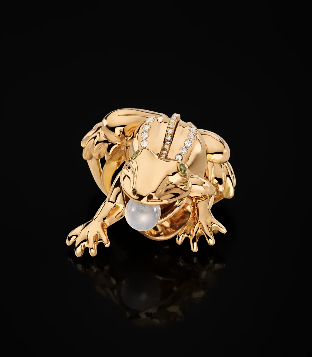 Bague Crapaud Maison Édéenne en or et jade