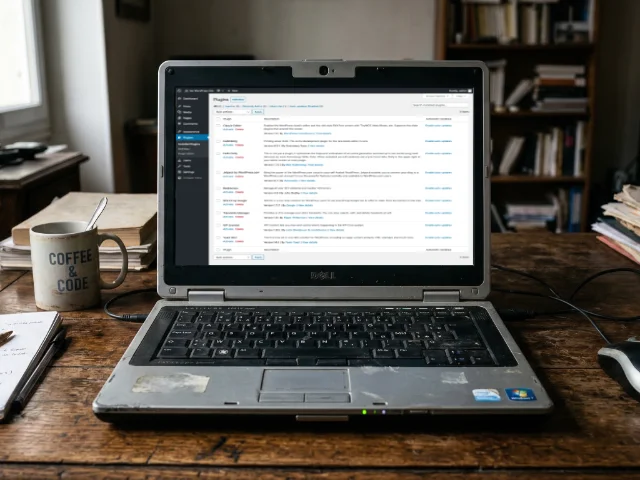 ordianteur portable affiche le tableau des mises à jour wordpress