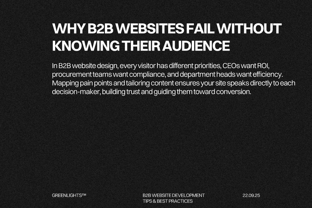 B2B website design best practices showing audience targeting, pain point mapping, and customer journey optimization