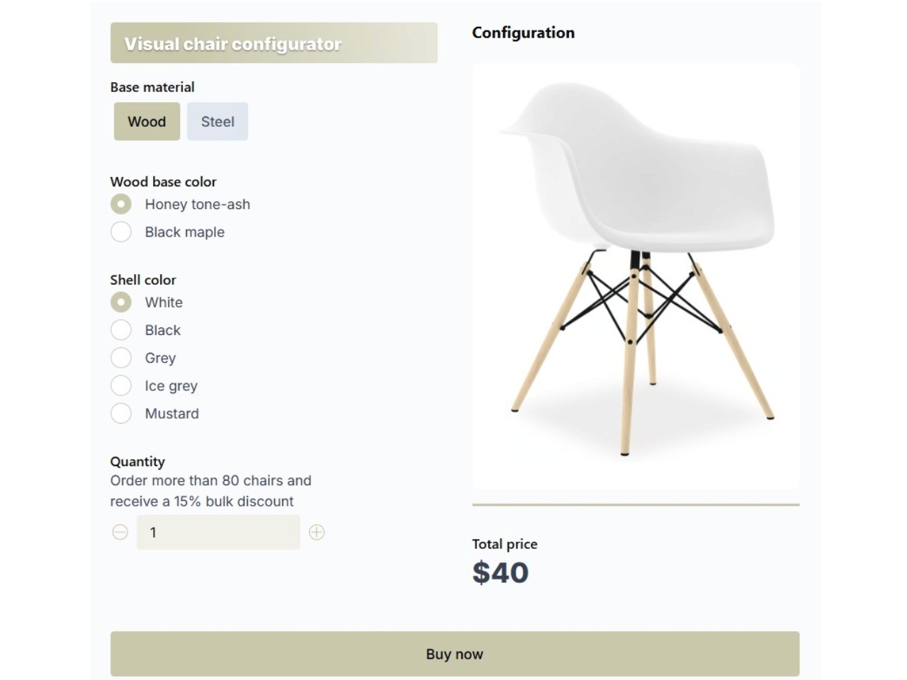 chair product configurator