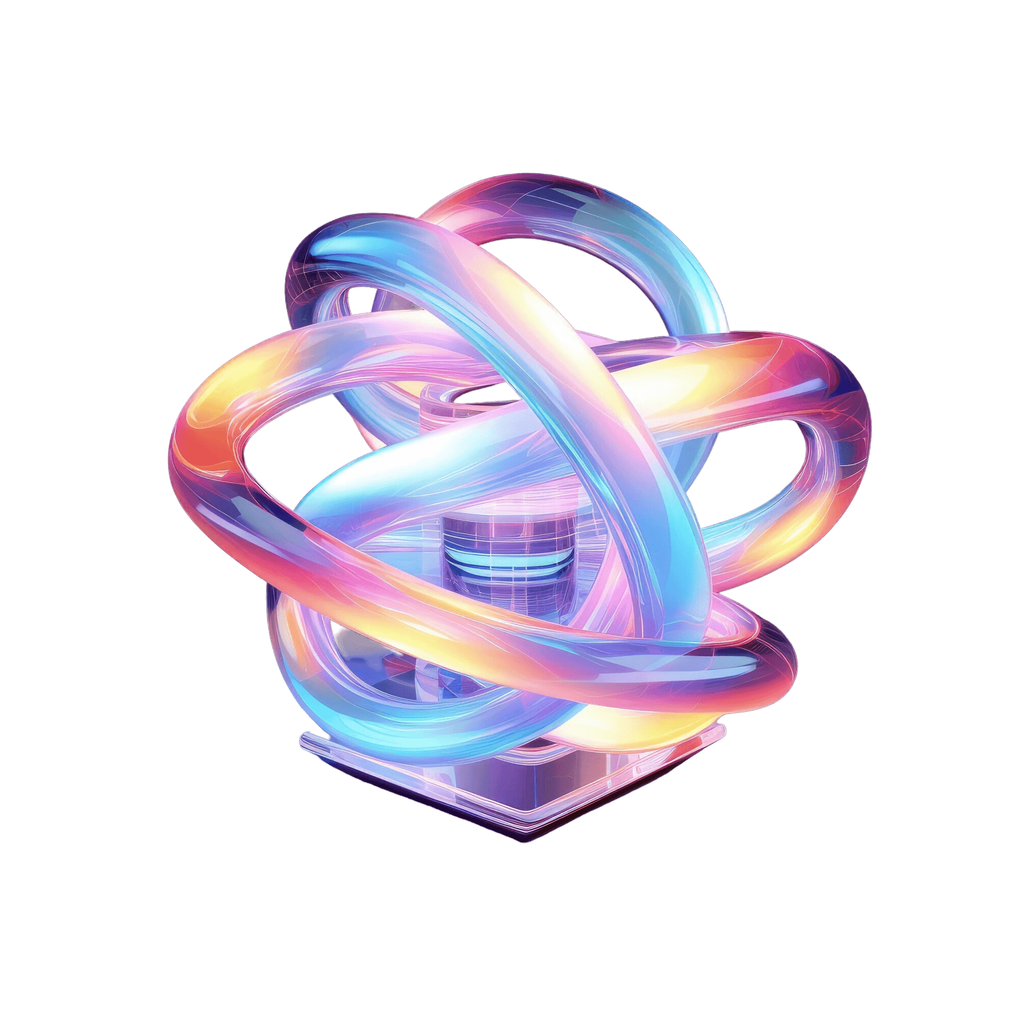 Modern 3D UI mockup with abstract geometric shapes and purple neon accents