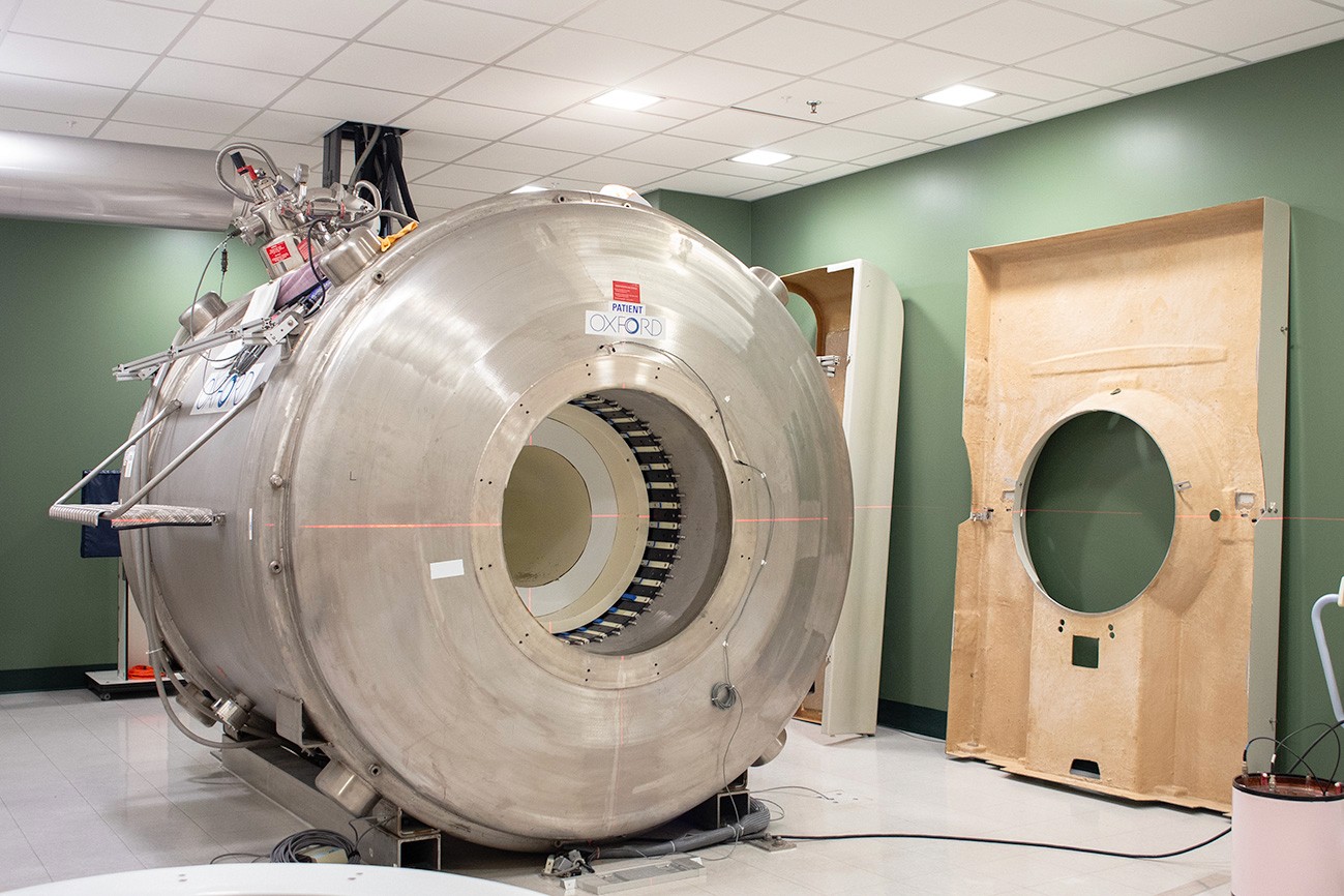 MRI machine with that is bare with no cover on it