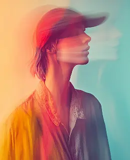 a person with a cap potrait with some blurry effect