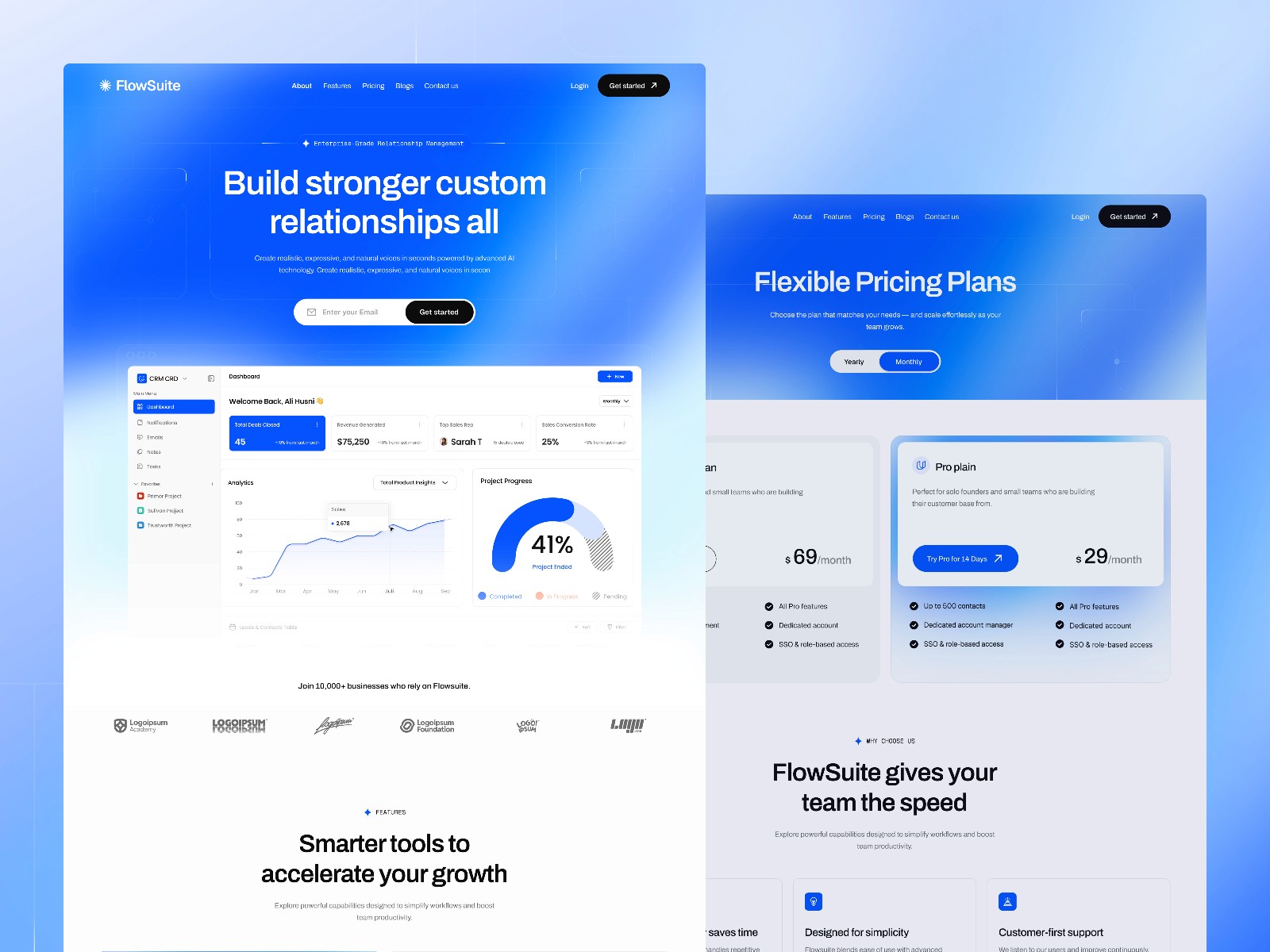 Flowsuite — 极简清爽浅色 SaaS 产品官网设计灵感