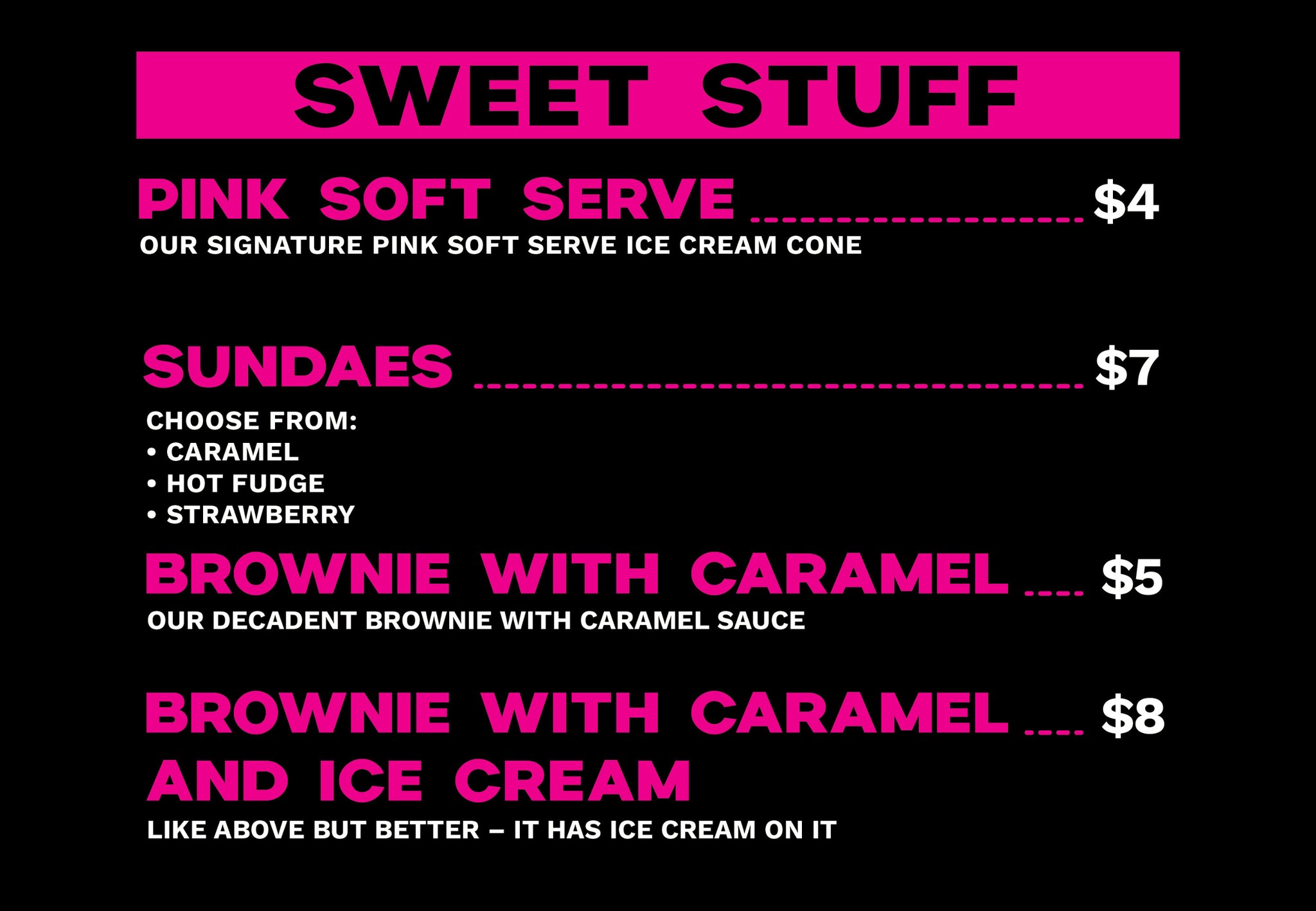 Hotties Smashburgers | Sweet Stuff | Menu