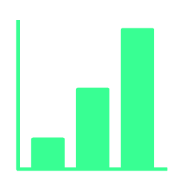 A 3 dimension chart icon in green