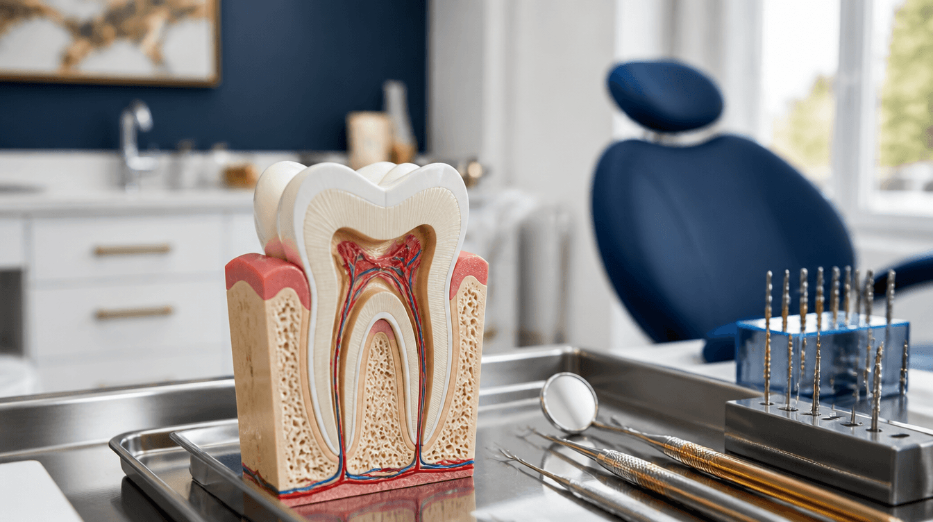 Dental anatomy model showing tooth root canal cross-section at a Smyrna dental practice
