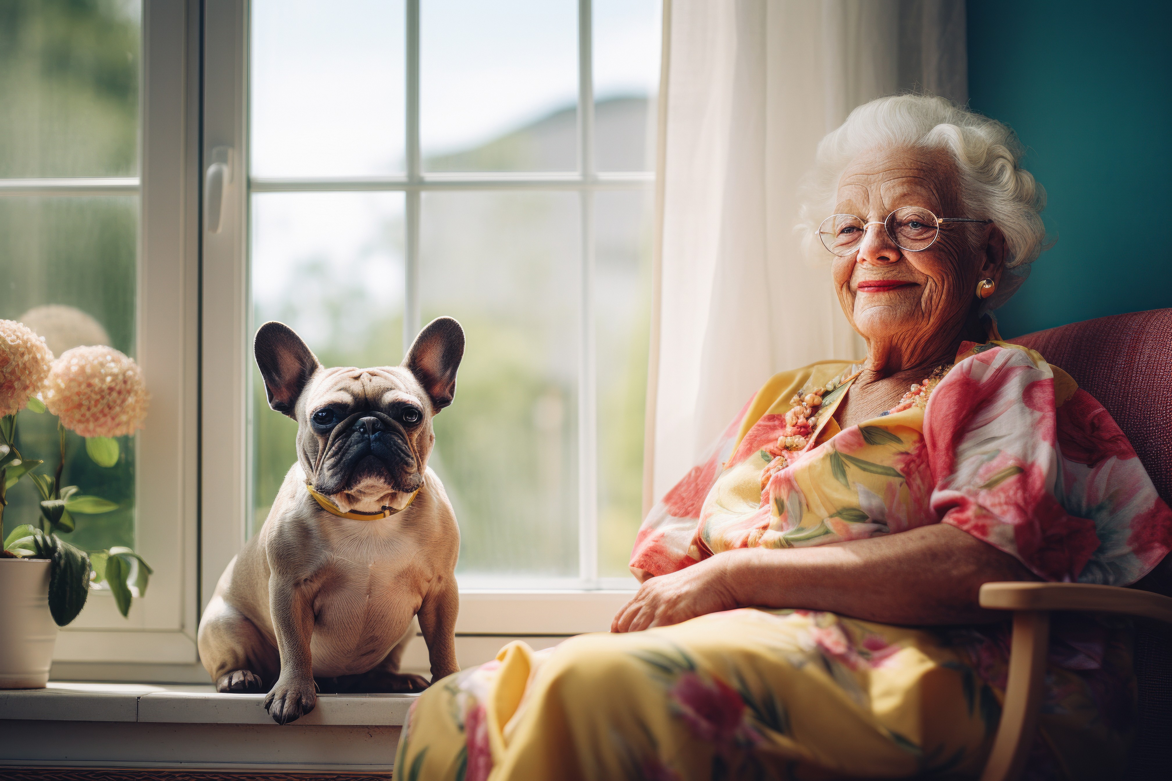 Elderly Person with a French Bulldog from Clearwater French Bulldogs