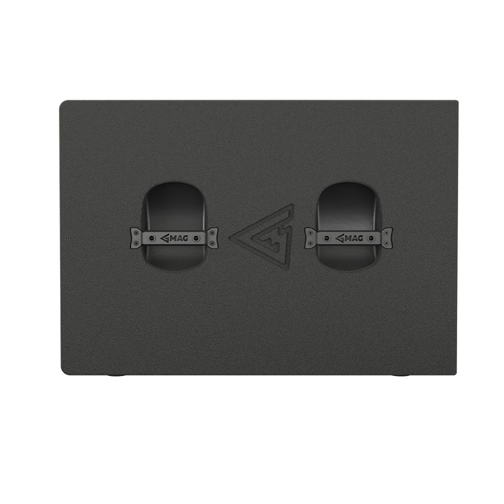 Speaker with two handles and raised logo