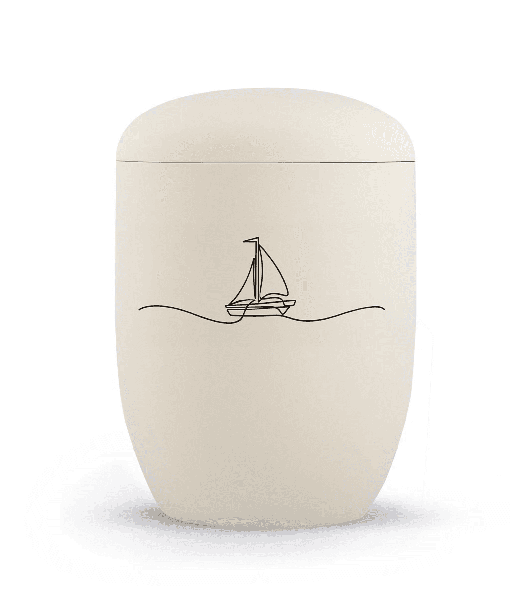 Urne 1652: Edition Linea, Samtton Creme, Segelboot, Anhydrit