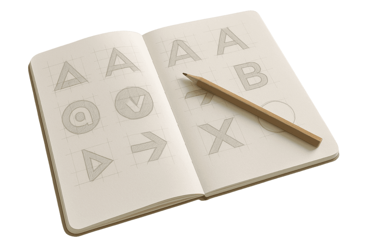 An image of a sketch book and a pencil