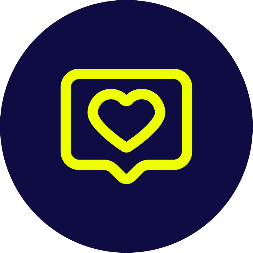 Icono de mensaje de calidad y agilidad.