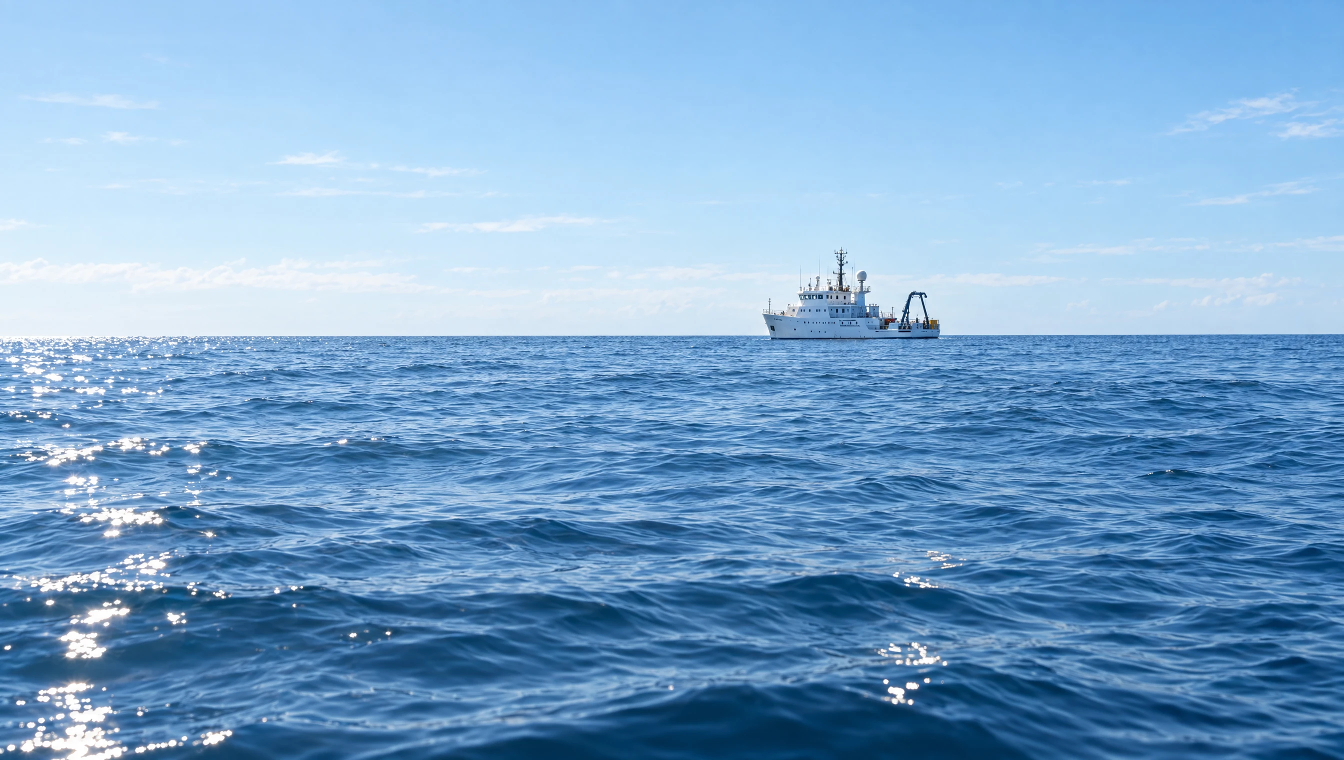 Ocean surface with an exploration vessel