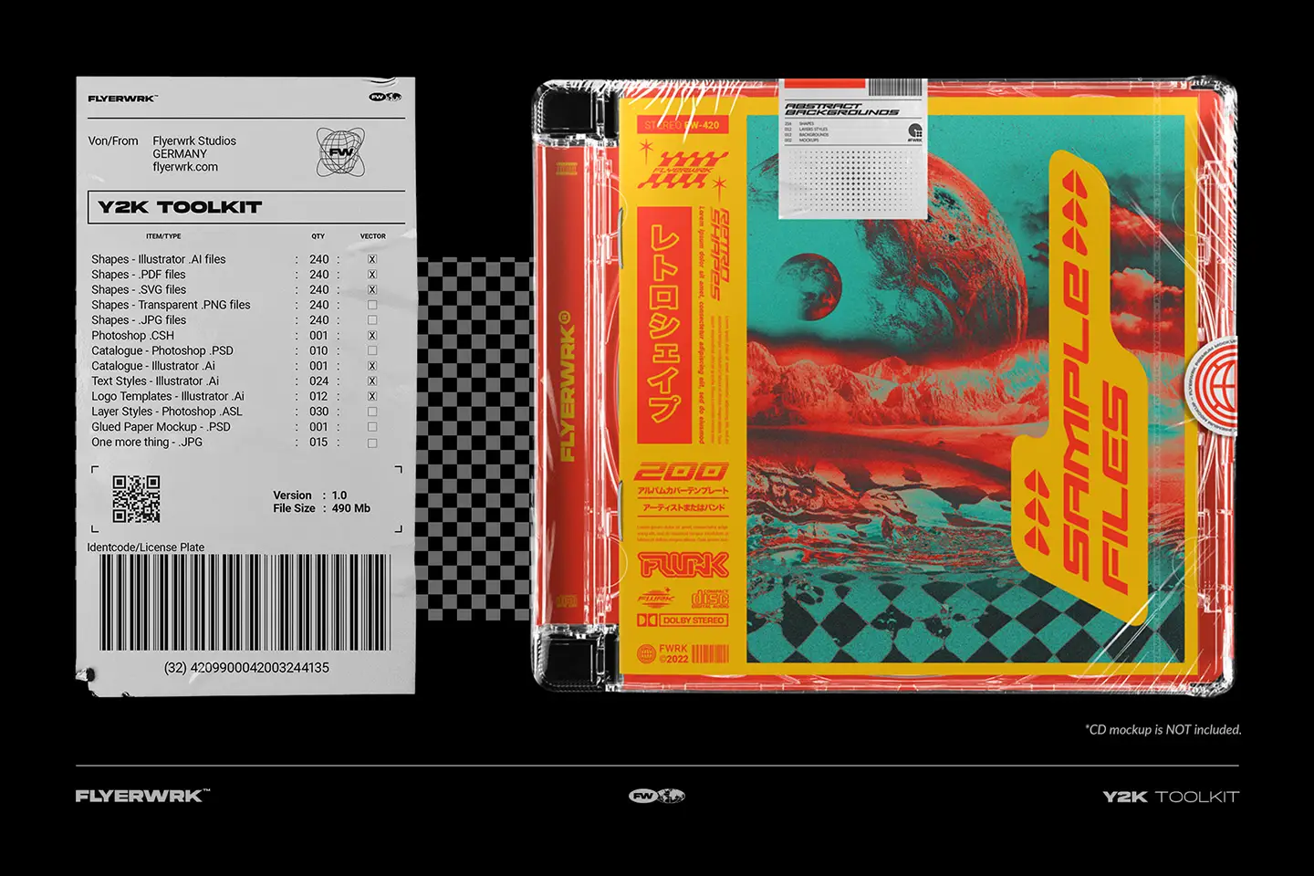 Y2K Toolkit vector shapes used in retro futuristic CD cover artwork design