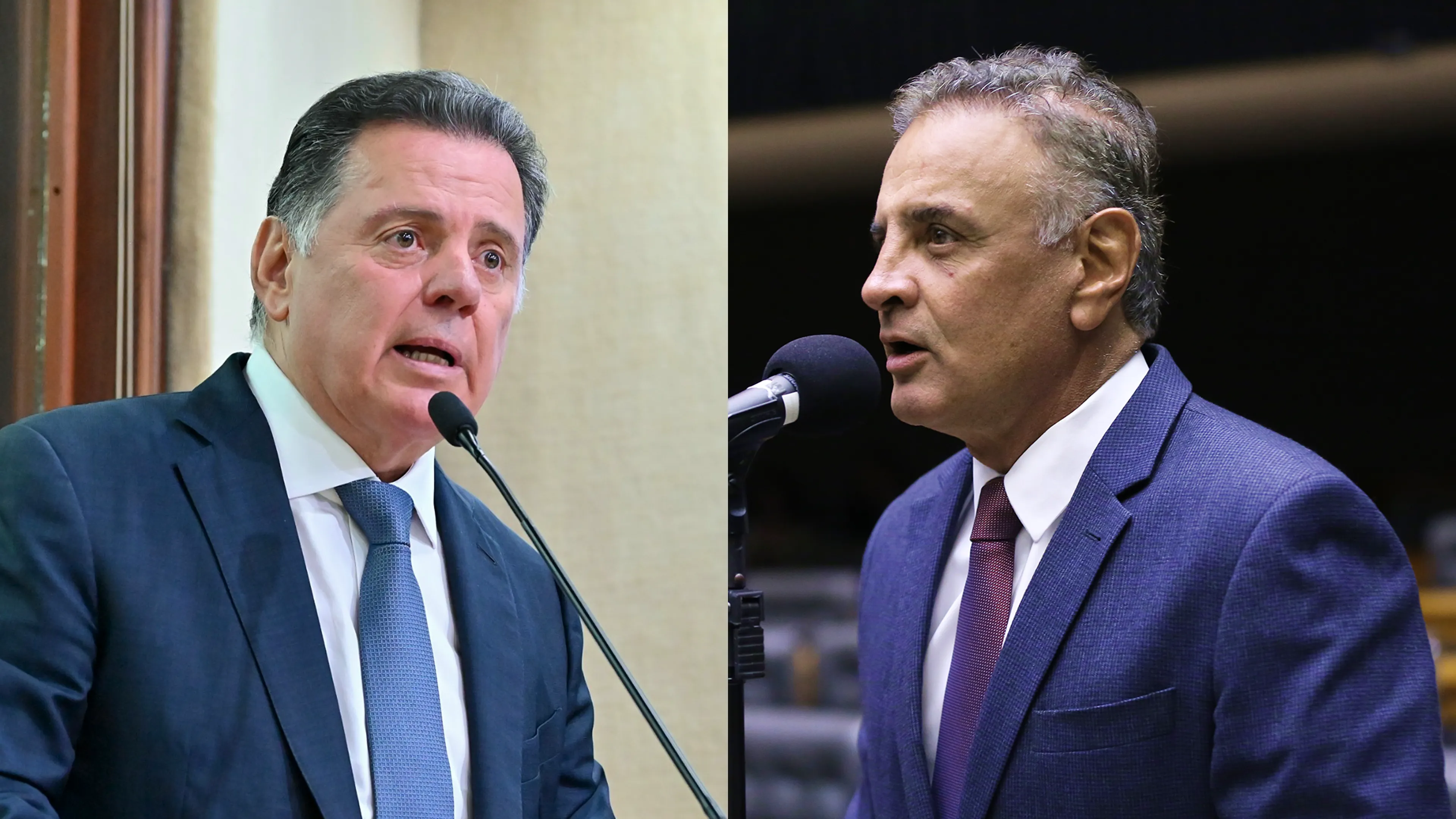O ex-governador de Goiás, Marconi Perillo, à esquerda e o ex-senador e deputado federal Aécio Neves, à direita (Foto 1: Marconi Perillo/Divulgação Foto 2: Kayo Magalhães/Câmara dos Deputados)