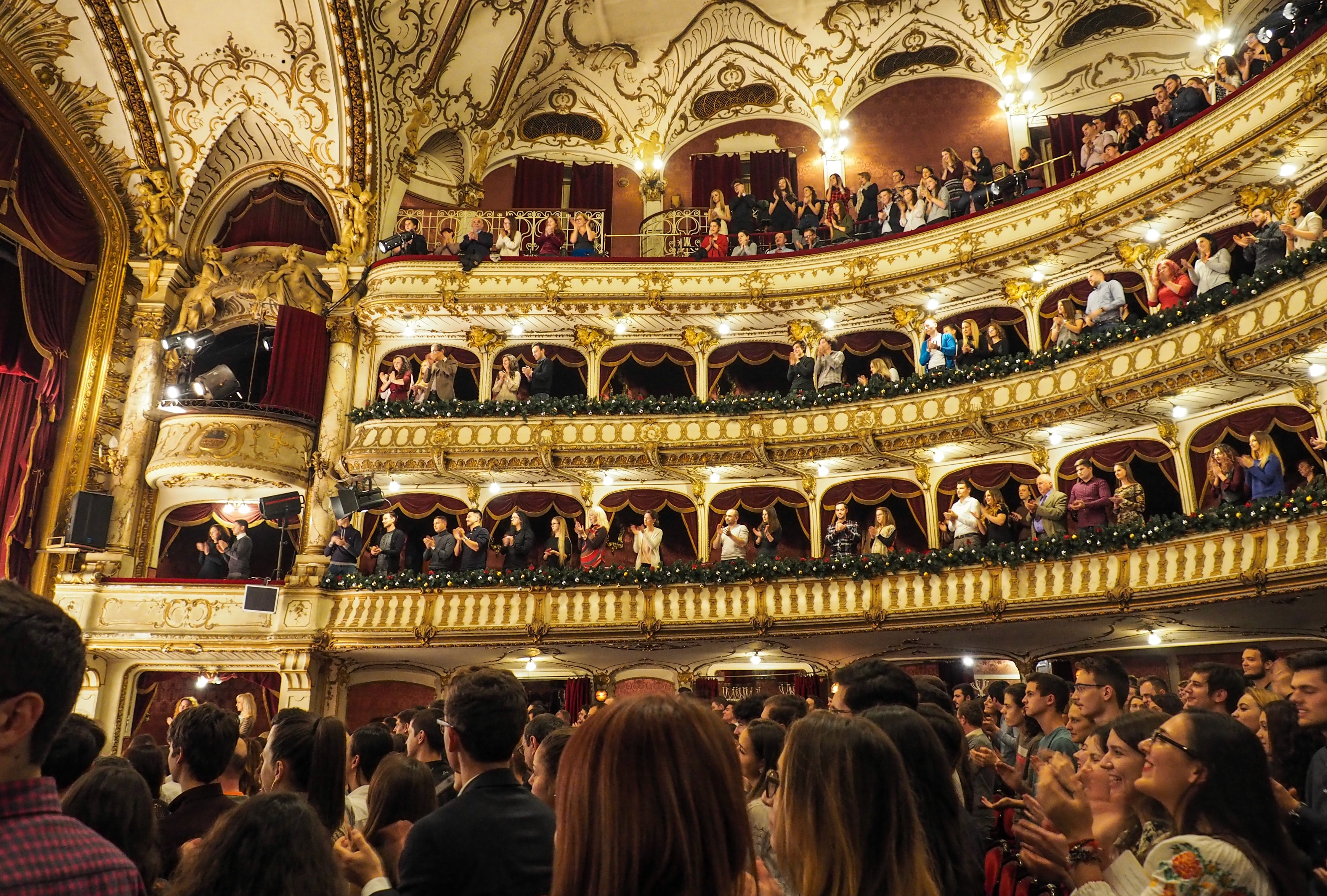 Opera hall with large audience - male voice types
