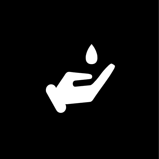 Hand with water drop icon