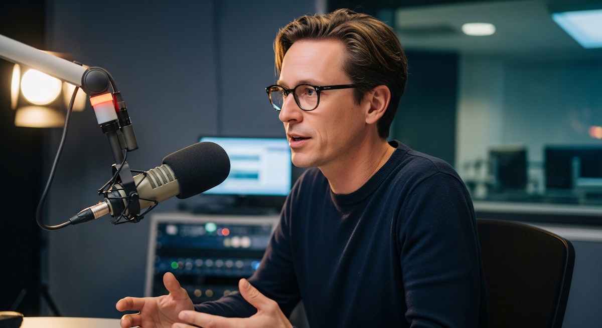 Man recording a podcast