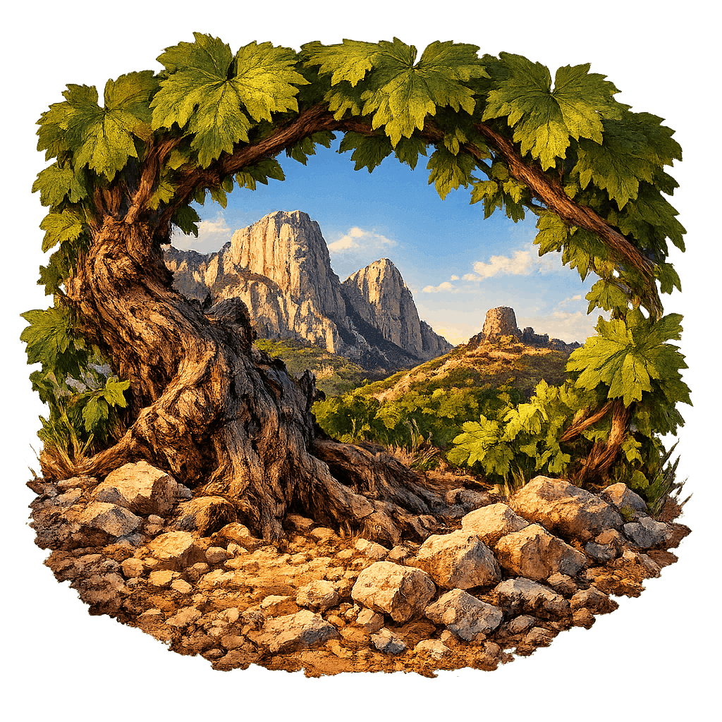 Detailed graphic of the Ogliastra wine region.