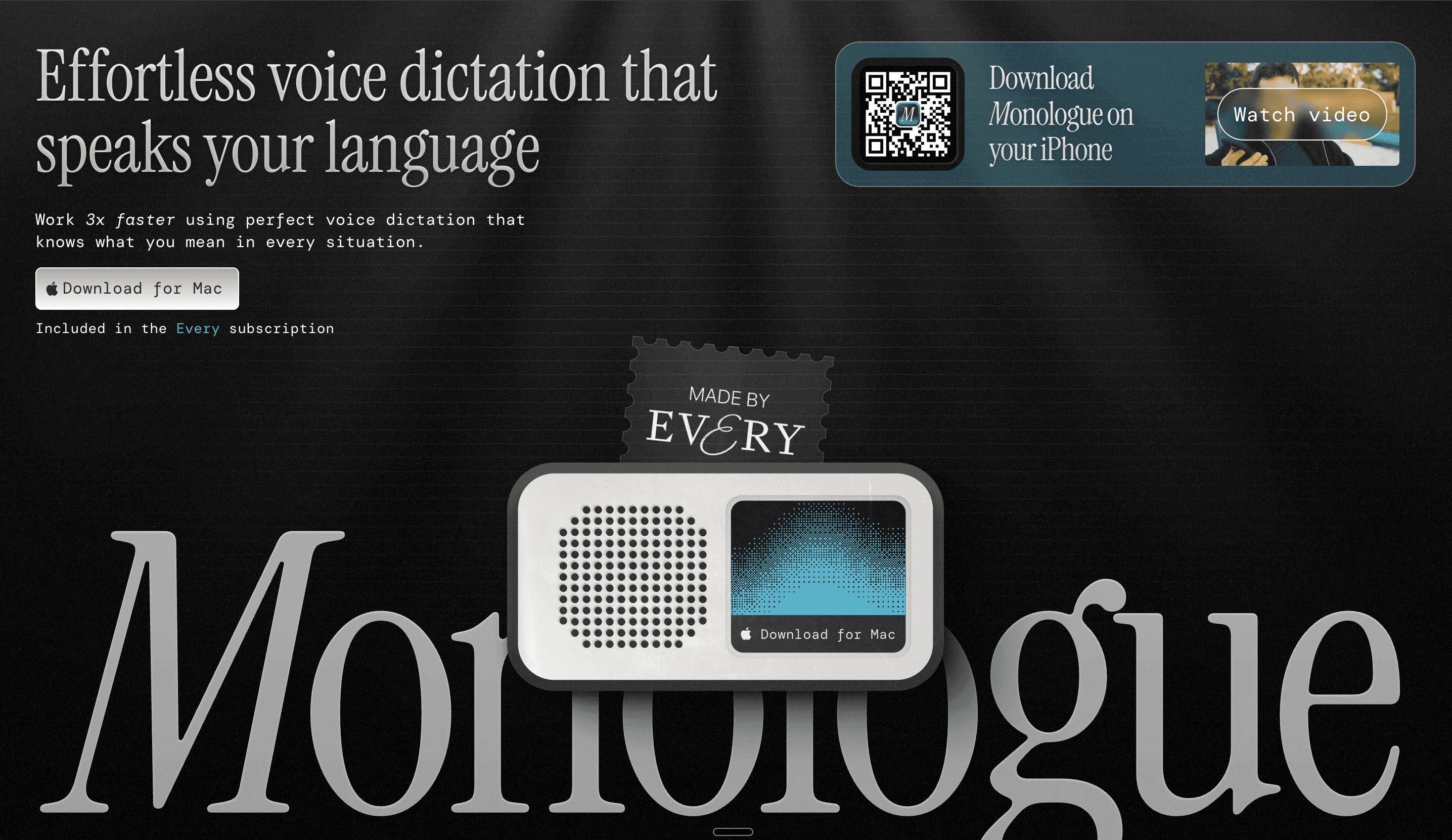 Monologue Hero Section