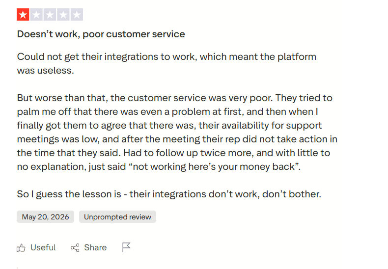 Chatbase review on trustpilot