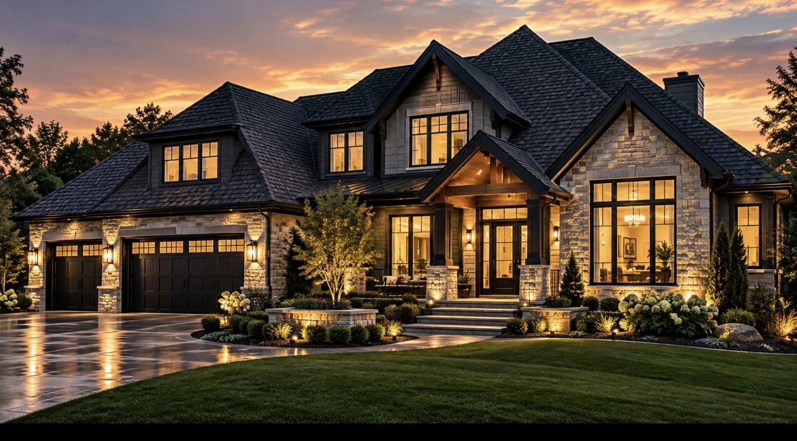 Luxury home at sunset