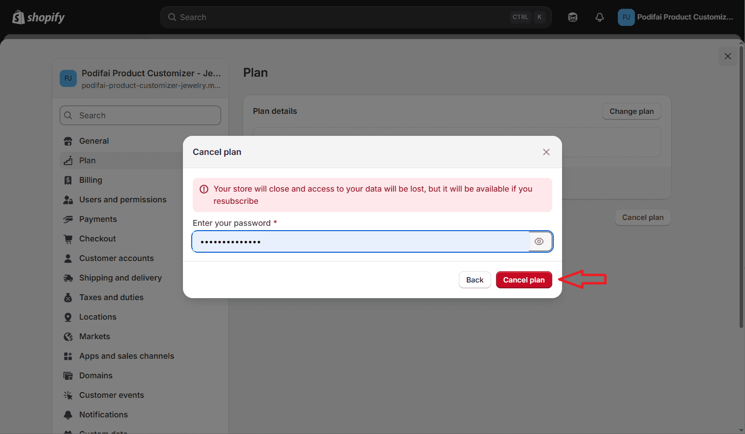 Confirm cancellation