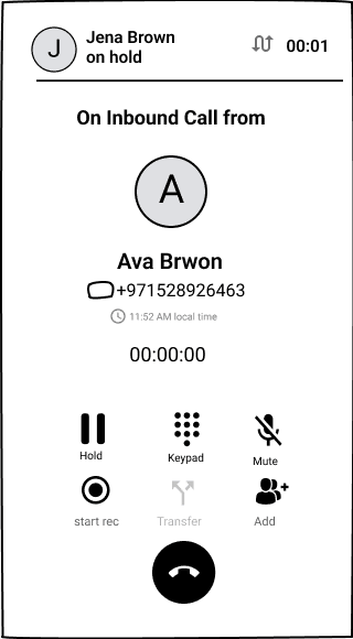Inbound caller, teammate on hold