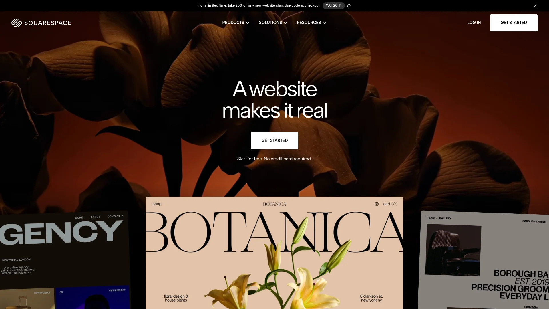 Squarespace AI website builder homepage