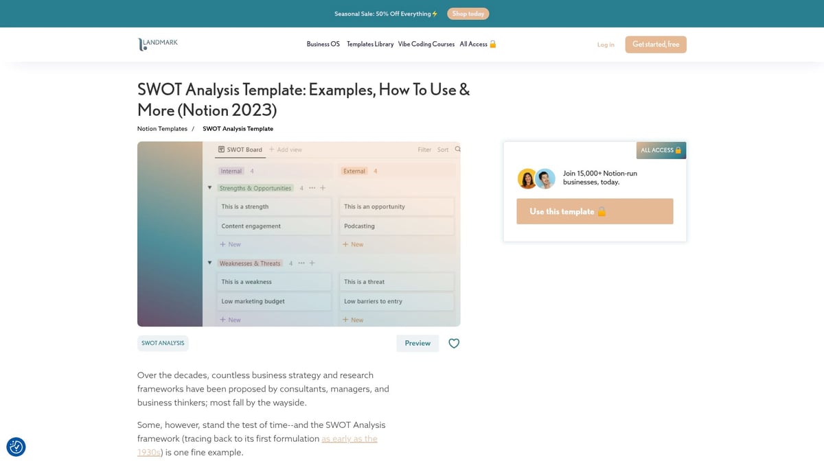 10 Game-Changing Notion Templates for Business in 2025 - SWOT Analysis Notion Template